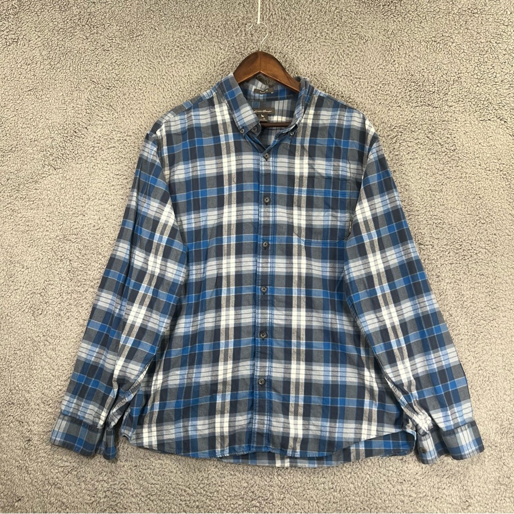 Eddie Bauer Classic Fit Button Shirt Flannel Blue Men Size XL